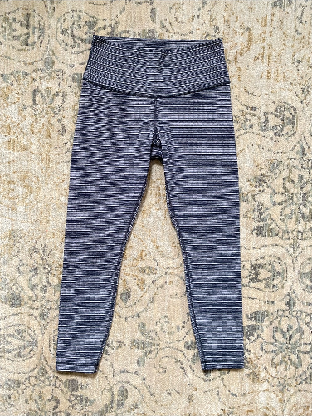 Lululemon High Times 7/8 Pant in Textured Stripe Black Deep Coal - Size 8